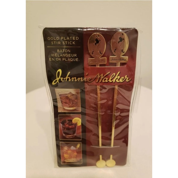 📌 New Rare Johnnie Walker Scotch Whiskey Stir Sticks On A Card In Plastic Case - Picture 1 of 1